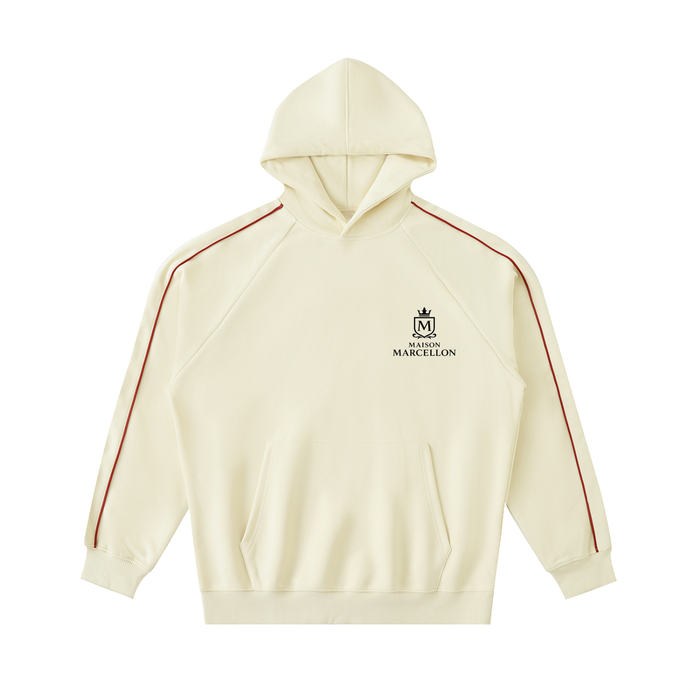 MM Noble Khan Creme Contrast Piping Raglan Hoodie