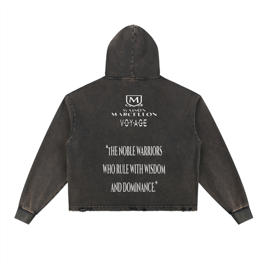 MM Logo & Scripture Vintage Washed Frayed-Hem Hoodie