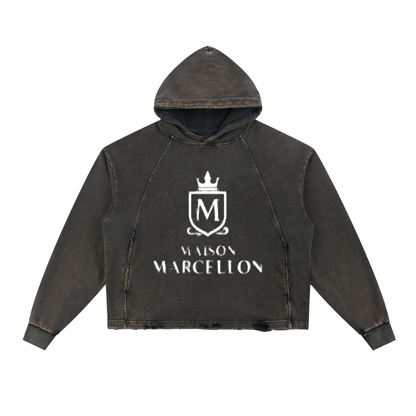 MM Logo & Scripture Vintage Washed Frayed-Hem Hoodie