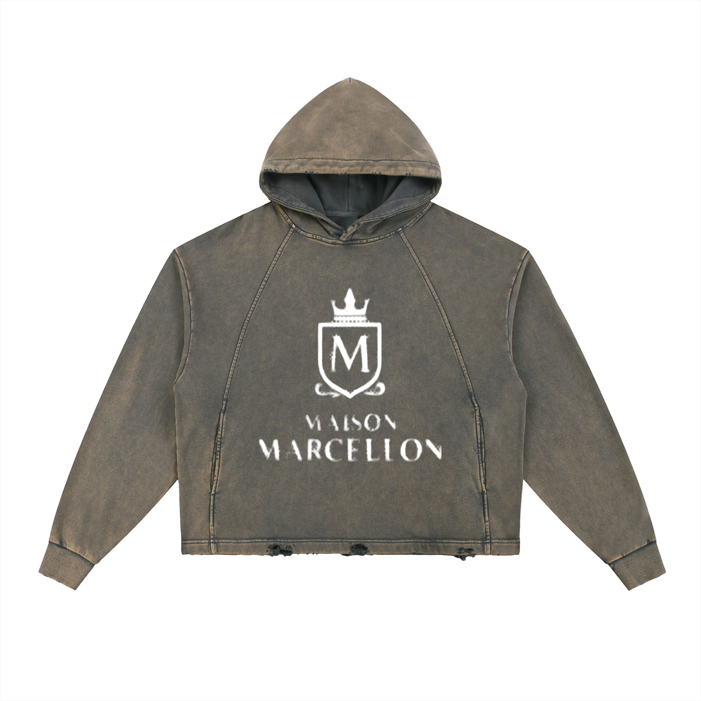 MM Logo & Scripture Vintage Washed Frayed-Hem Hoodie