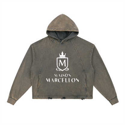 MM Logo & Scripture Vintage Washed Frayed-Hem Hoodie
