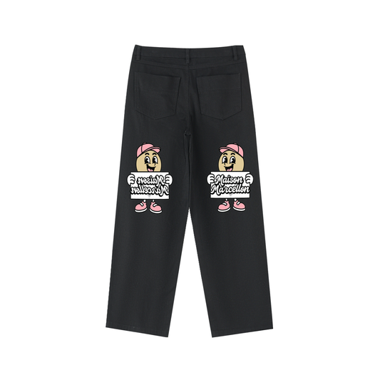 MM Patchwork Tomorrow Mirror Heavyweight Cotton Straight-Leg Pants