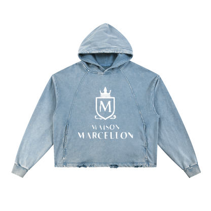 MM Logo & Scripture Vintage Washed Frayed-Hem Hoodie
