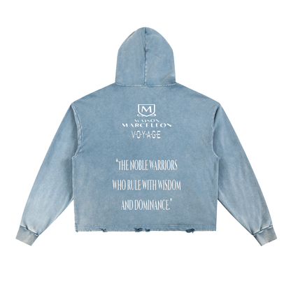 MM Logo & Scripture Vintage Washed Frayed-Hem Hoodie