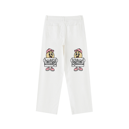 MM Patchwork Tomorrow Mirror Heavyweight Cotton Straight-Leg Pants