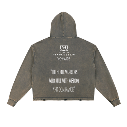 MM Logo & Scripture Vintage Washed Frayed-Hem Hoodie